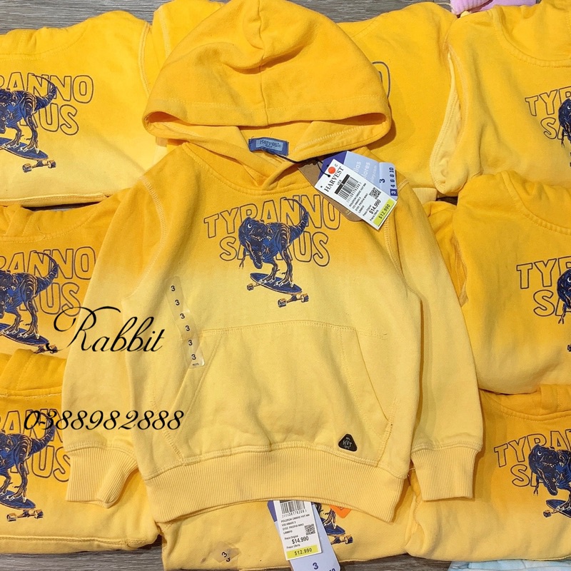 Áo nỉ hoodie vàng khủng long