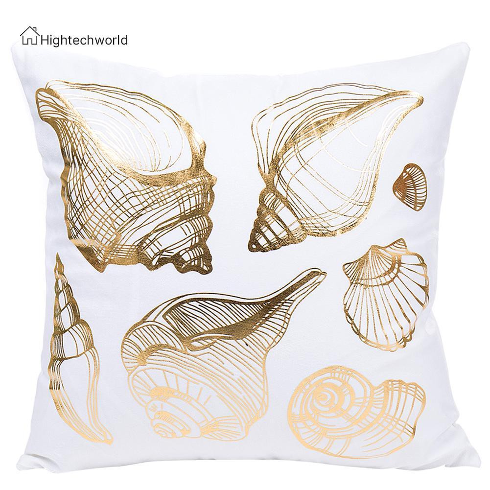 Hightechworld Gold Foil Ocean Printing Throw Pillow Case Sofa Car Waist Cushion Cover