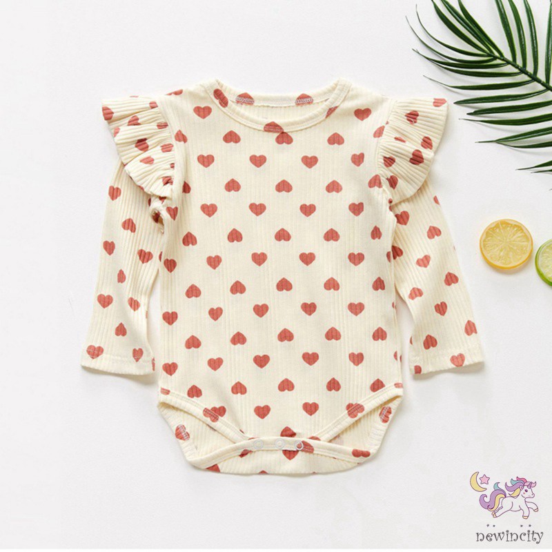 Jumpsuit Tay Dài Hoạ Tiết Trái Tim Phong Cách Hàn Quốc Cho Bé Gái