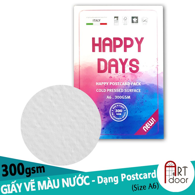 [Mã LIFE10K1504 giảm 10K đơn 20K] [ARTDOOR] Giấy vẽ màu nước HAPPY 300gsm (vân nổi Cold)