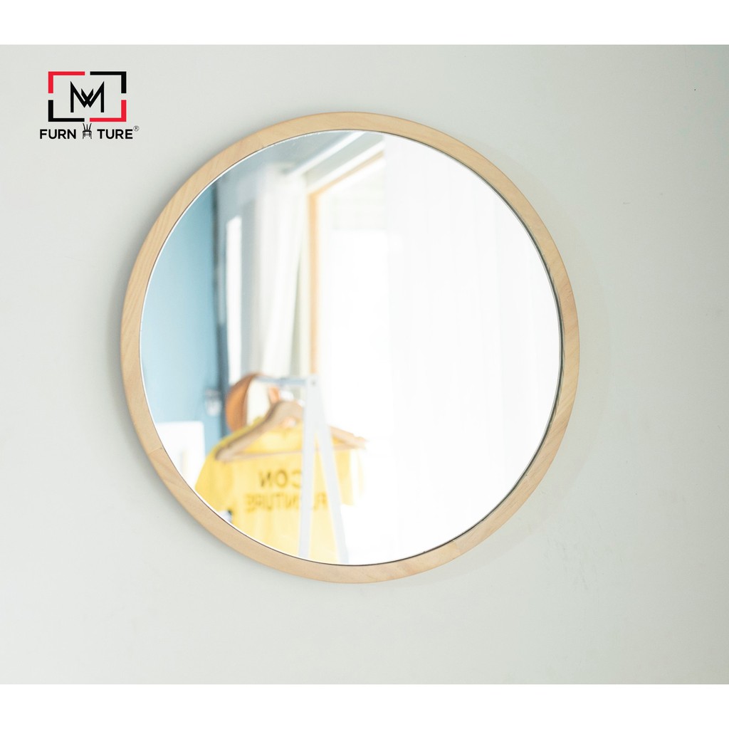 Gương tròn khung gỗ treo tường size 60 cm thương hiệu MW FURNITURE - Nội thất căn hộ