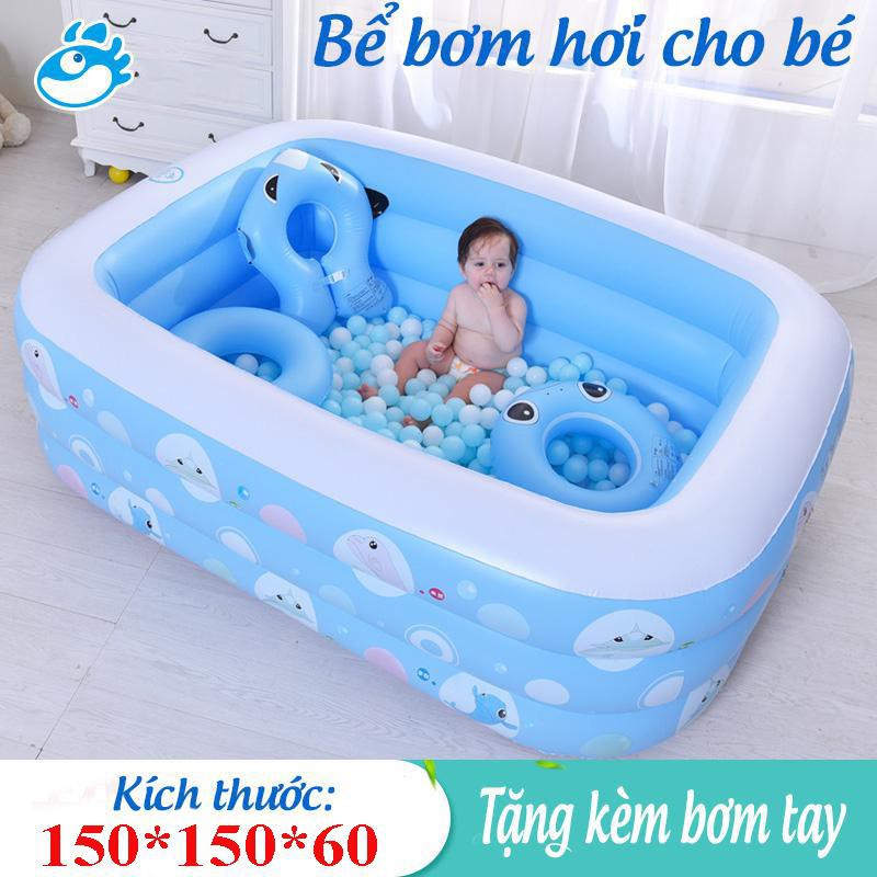 bể phao bơi,Bể bơi phao trong nhà, hình chữ nhật kích thước 150cm