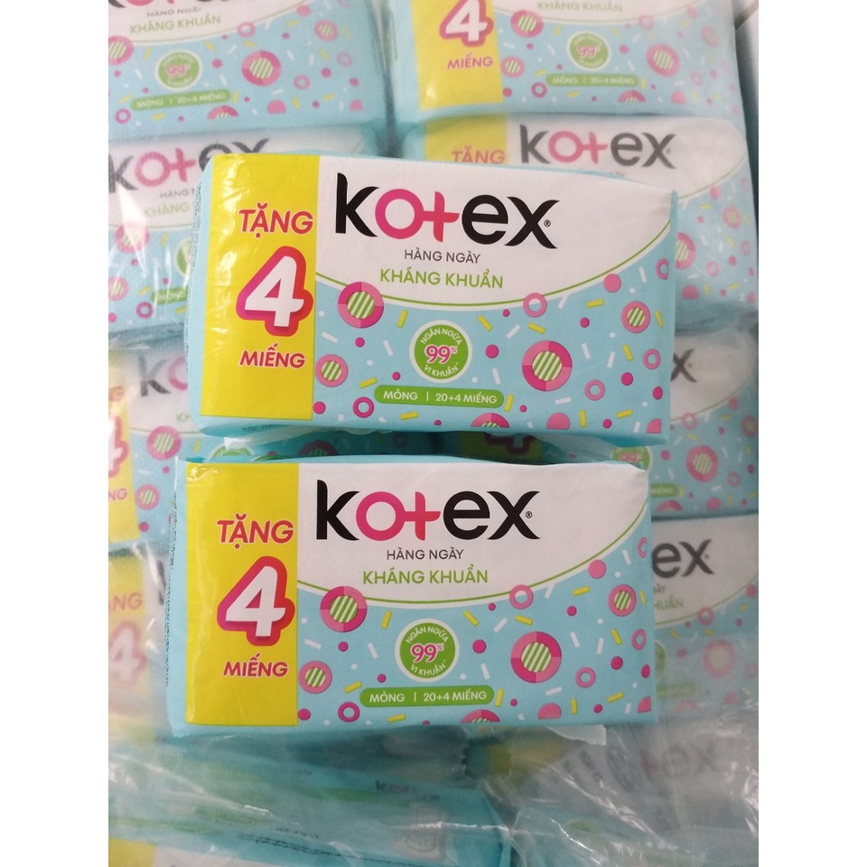 COMBO 4Gói Băng vệ sinh kotex hằng ngày 20 miếng khuyến mãi 4 miếng cùng loại trong gói