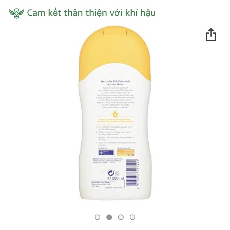 Dầu Massage Bubchen hoa cúc hữu cơ Calendula Care Oil Bio 200ml