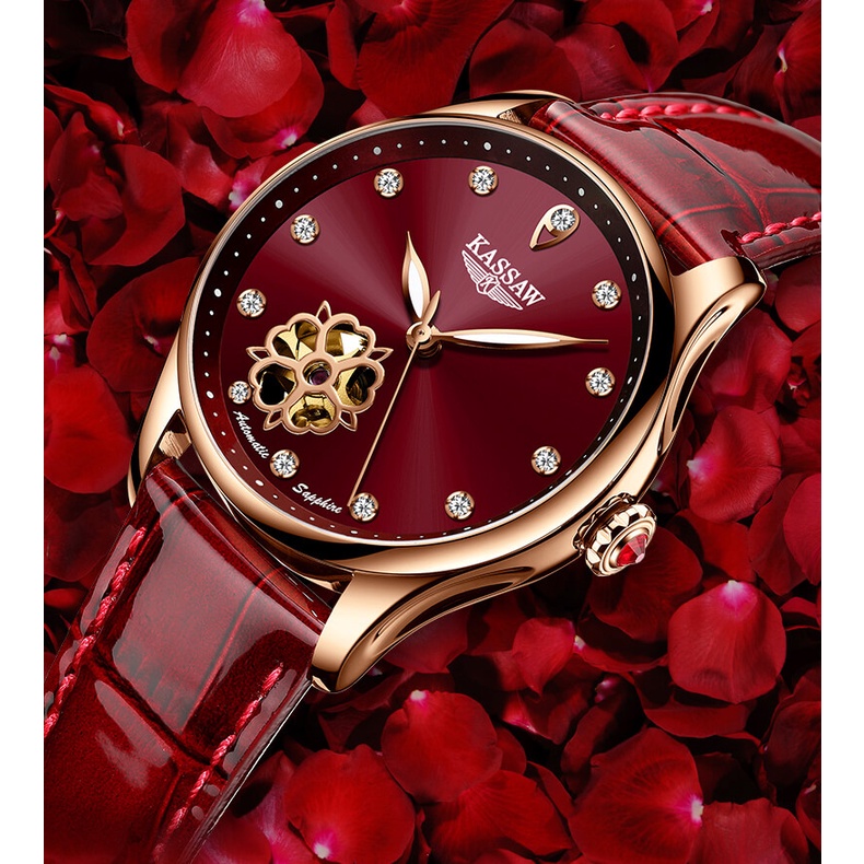 Đồng hồ nữ chính hãng KASSAW K993-1 Kính sapphire,chống xước,Chống nước 50m,BH 24 tháng,Máy cơ(Automatic),dây da xịn