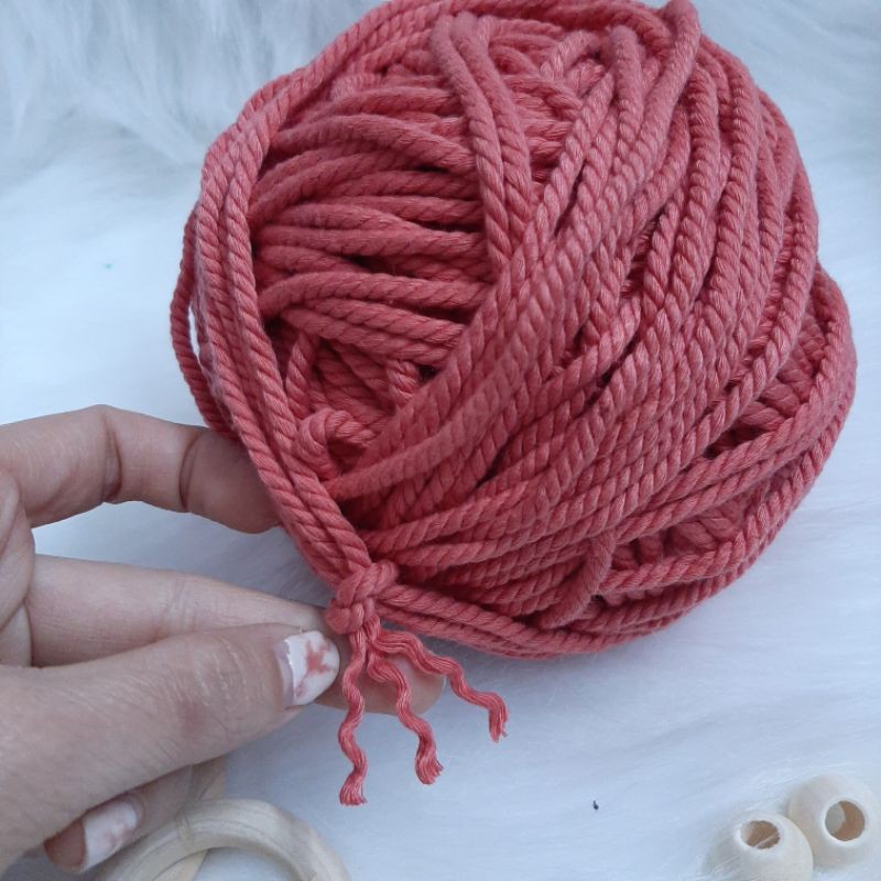 (ảnh thật ) . Dây thừng se macrame, dây cotton màu HỒNG ĐÀO- 3MM.