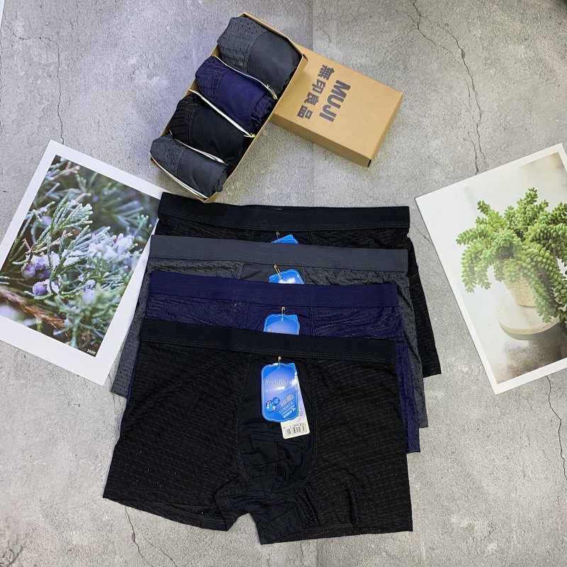 Hộp 5 Chiếc Quần Lót Nam ⚜️FREE SHIP⚜️ Dáng Đùi Boxer Thông Hơi BOSHILAISI