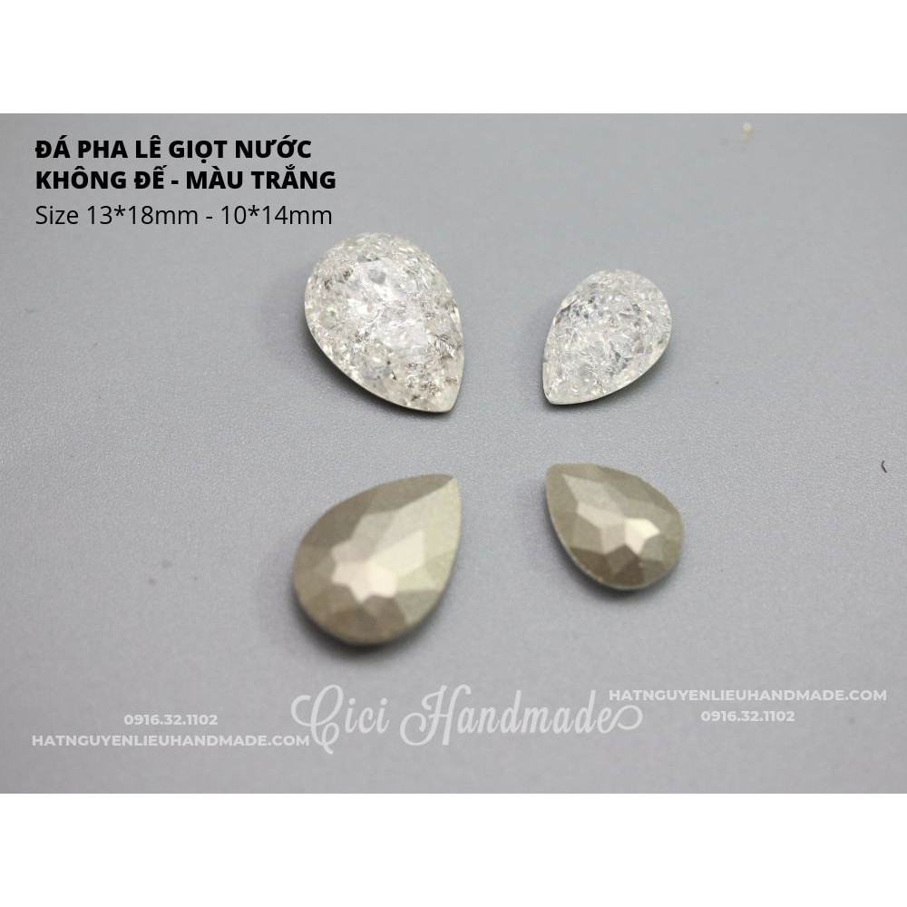 Hạt đá pha lê giọt nước không đế 10*14mm Cici Handmade hạt cườm nguyên liệu tự làm kẹp tóc cô dâu đính kết