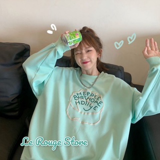 Áo sweater nữ ulzzang nỉ da cá màu xanh mint dễ thương font chữ đáng yêu in nổi có size