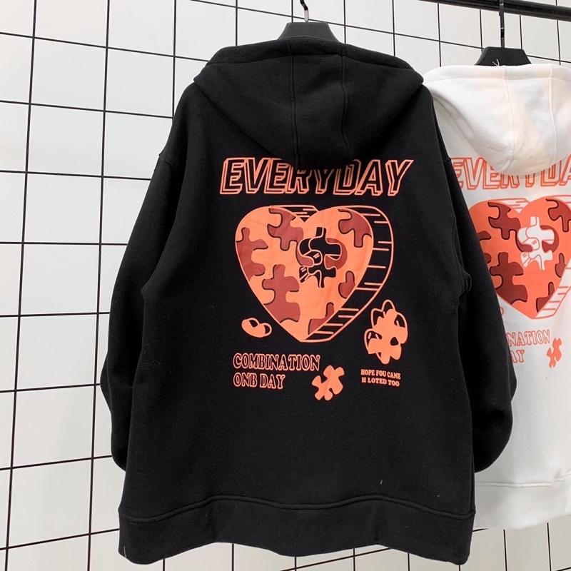 Áo Khoác Hoodie Form Rộng Phối Zip Unisex HOPE Vải Nỉ Bông - 84unisex