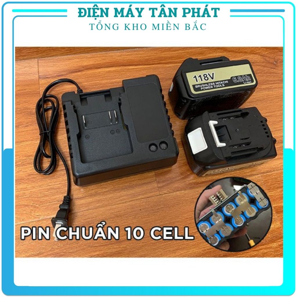 Máy khoan đục tường bê tông pin cầm tay HITACHI 118V chính hãng Không Chổi Than Đa Chức Năng - 2 PIN