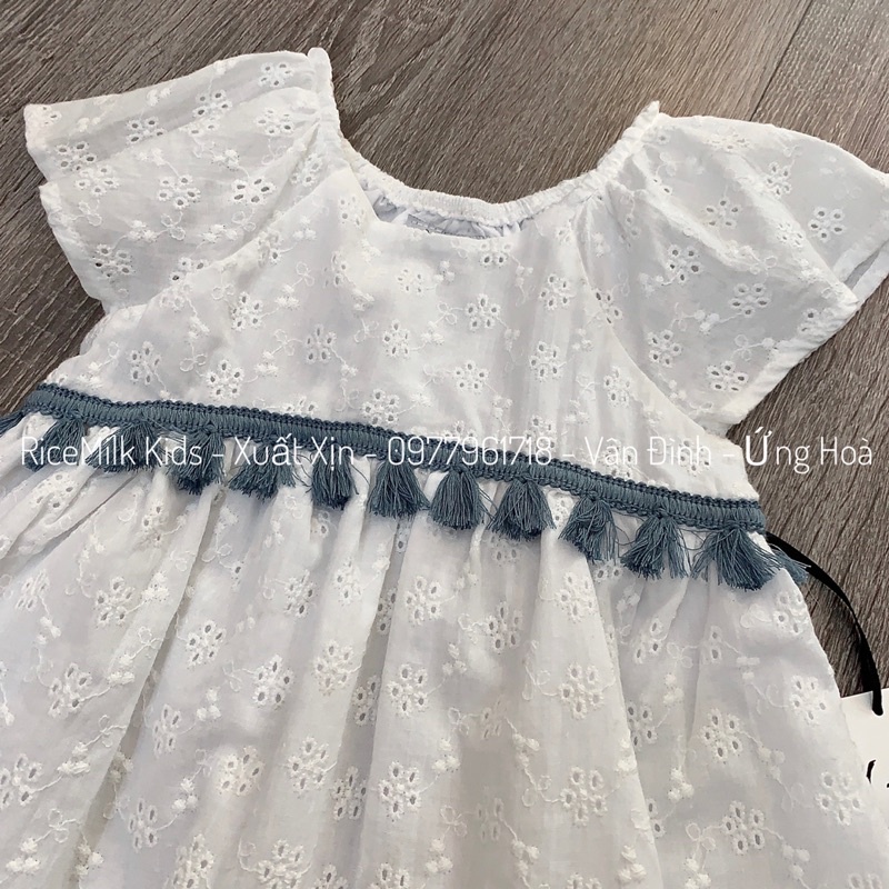 Áo thêu hoa diềm xanh xuất dư xịn