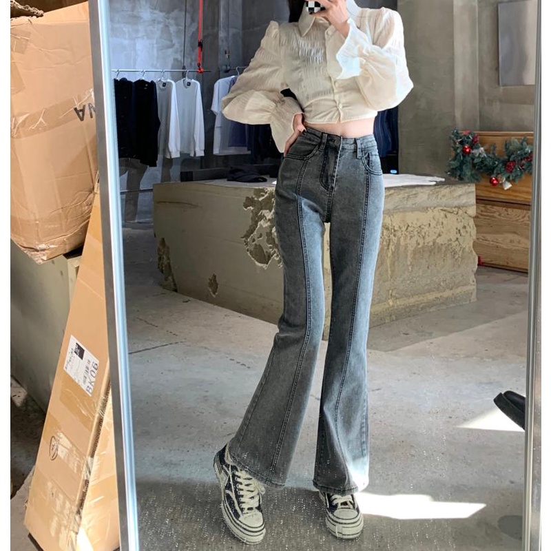 Quần Jean Dài Lưng Cao Dáng Ôm Thời Trang Cá Tính Cho Nữ
