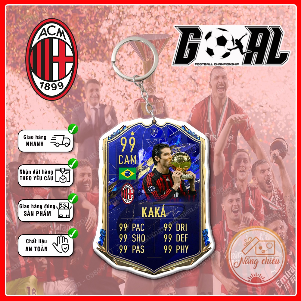 Móc khóa thẻ AC Milan Season 2022-2023, Dày In Sắc Nét 2 Mặt - Thiết kế với mọi cầu thủ