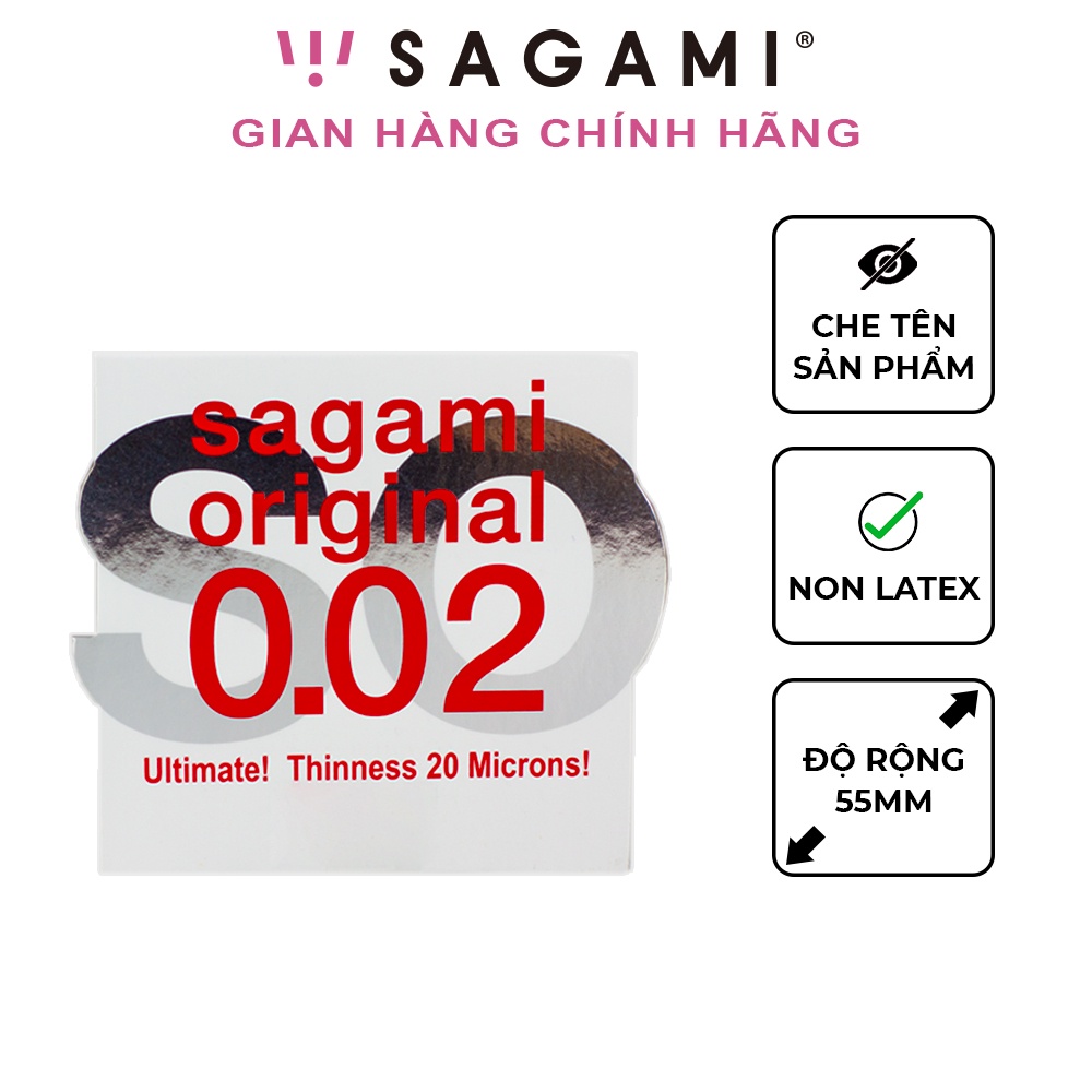 Bao cao su Sagami 002 - siêu mỏng - non latex - hộp 1 chiếc