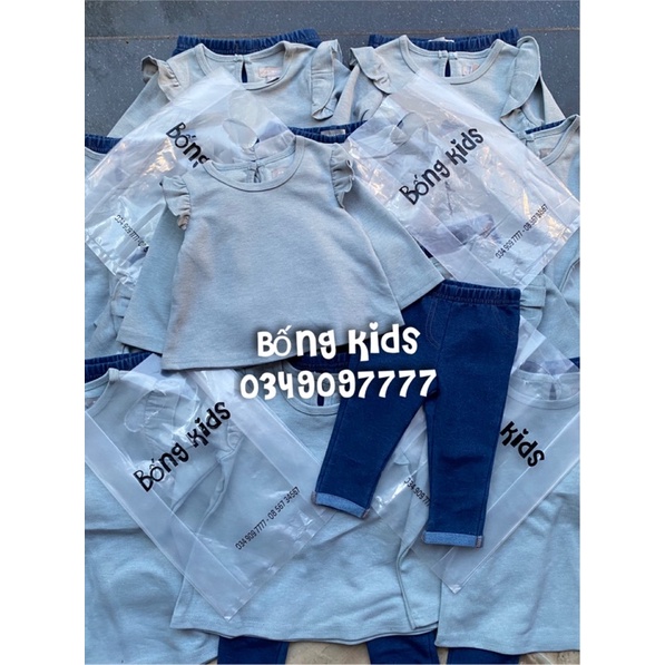 Bộ Thu Bé Gái Tay Nhún Xanh Blue PR