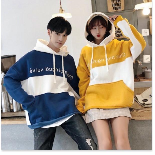 Áo Hoodie Nam Mũ Trùm Kết Hợp Dây In Họa Tiết Phối Màu Phong Cách