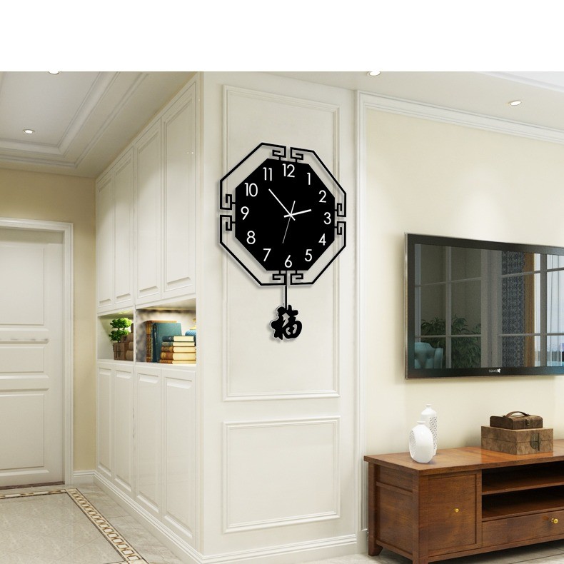 Đồng hồ treo tường quả lắc🕘 🕘 🕘  - chữ Phúc CL021 - Kích thước: 45x62, 38x50 cm