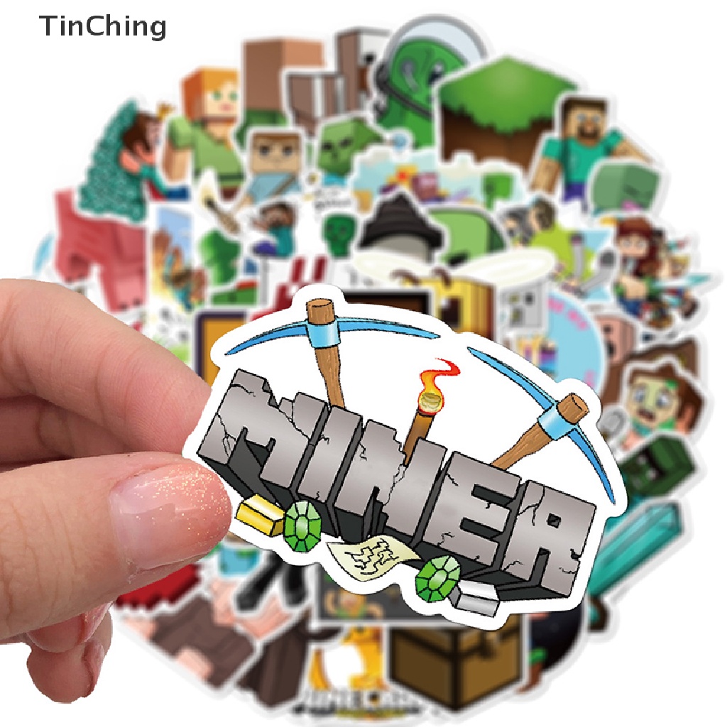 Bộ 50 Miếng Dán Chống Thấm Nước Họa Tiết Hoạt Hình Minecraft Độc Đáo Trang Trí Ván Trượt / Laptop