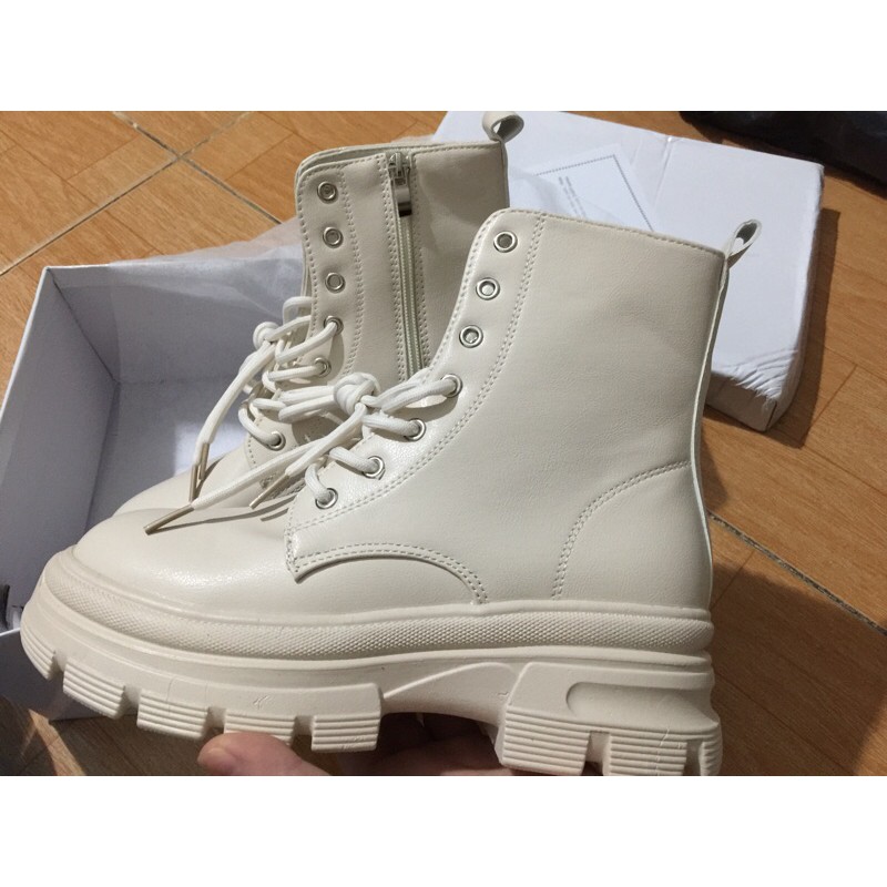 [OD] Bốt da Nữ cổ cao khóa kéo hai màu trắng đen[kèm ảnh thật] | BigBuy360 - bigbuy360.vn