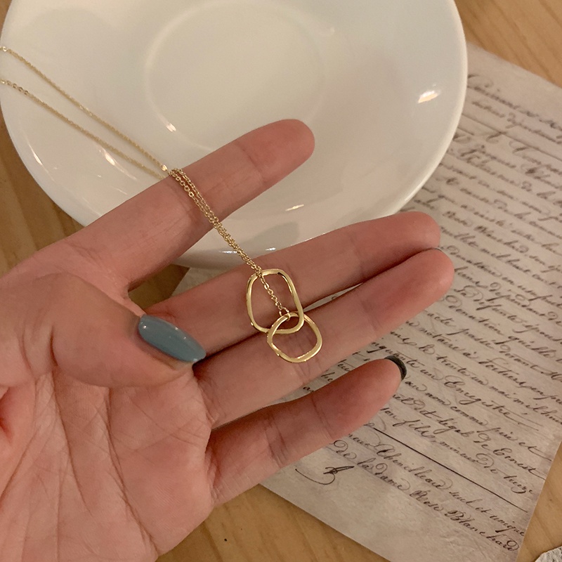 Dây Chuyền Mặt Nhẫn Đôi Phong Cách Retro 19A1270