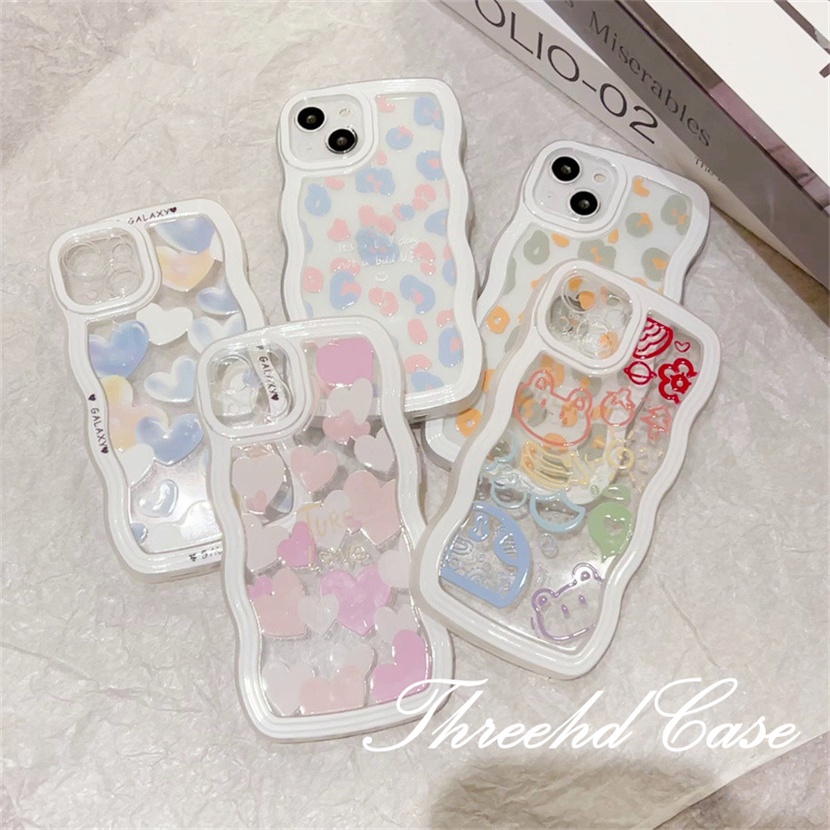 Ốp Điện Thoại Họa Tiết Trái Tim Gợn Sóng Cho iPhone 14 13 12 11 Pro Max SE2020 X XR Xs Max 7 8 6 6s Plus