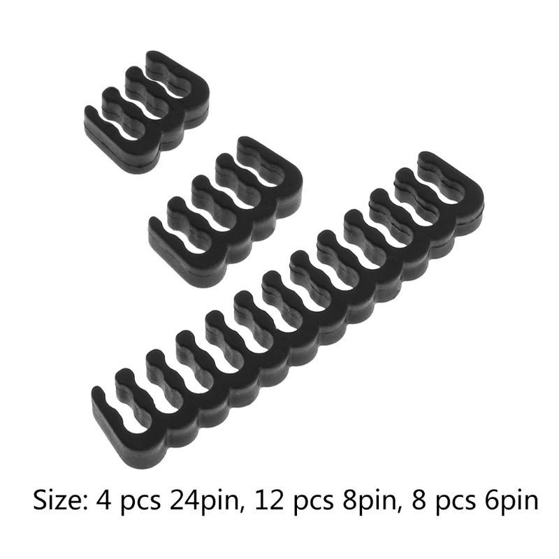 1 Set 24pin X 4 8pin X 12 6pin X 8 Pp Kẹp / Kẹp Nối Cho Dây Cáp 3.4mm Đen