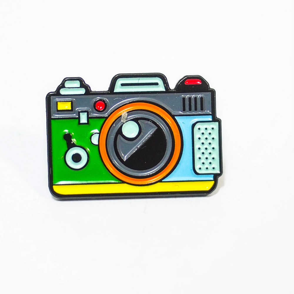 Ghim cài áo Enamel Pin Sticker Factory - Chủ đề Camera máy chụp hình màu xanh