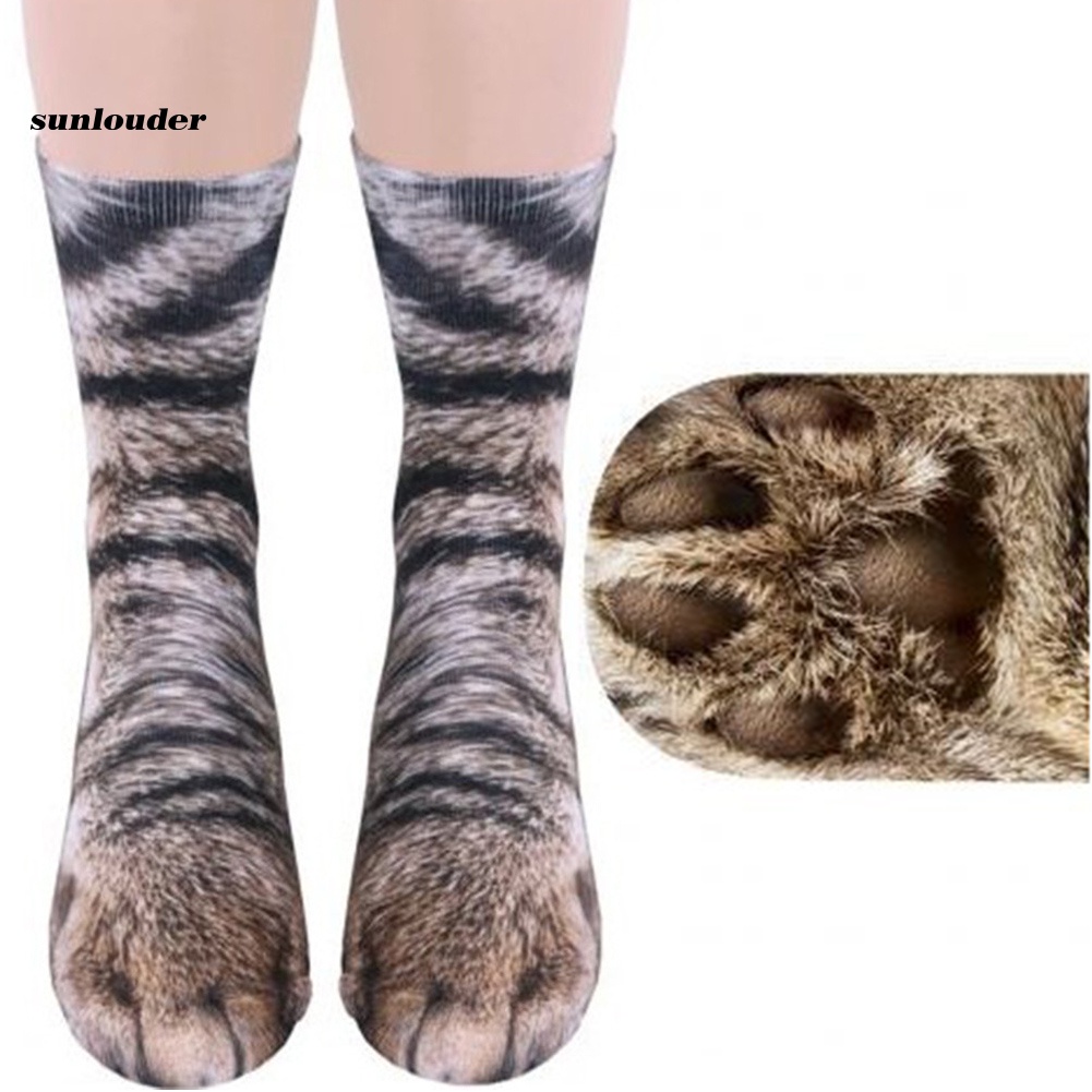 Vớ cổ cao in hình bàn chân động vật 3D thời trang unisex