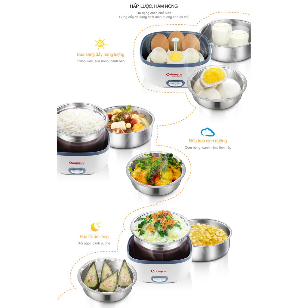 Hộp hâm nóng 1 tầng ArirangLife EL-ALS2012 (Trắng) - Hàng Chính Hãng | BigBuy360 - bigbuy360.vn