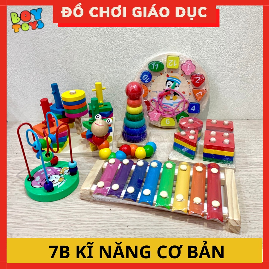 Combo đồ chơi giáo dục bằng gỗ cho bé phát triển kĩ năng toàn diện