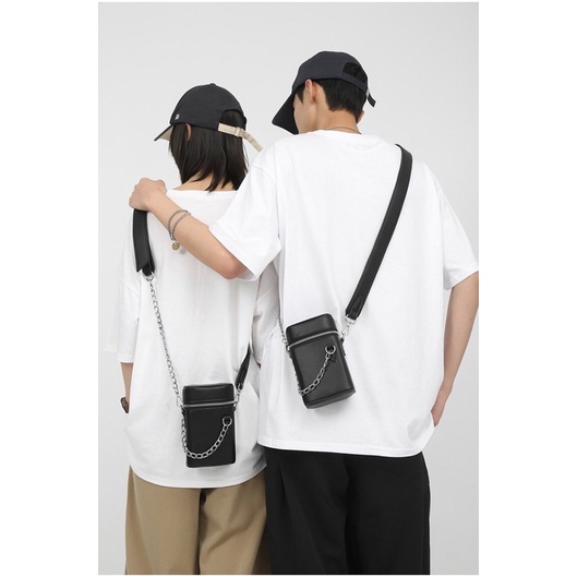 Túi da đeo chéo nam nữ unisex chất liệu da PU