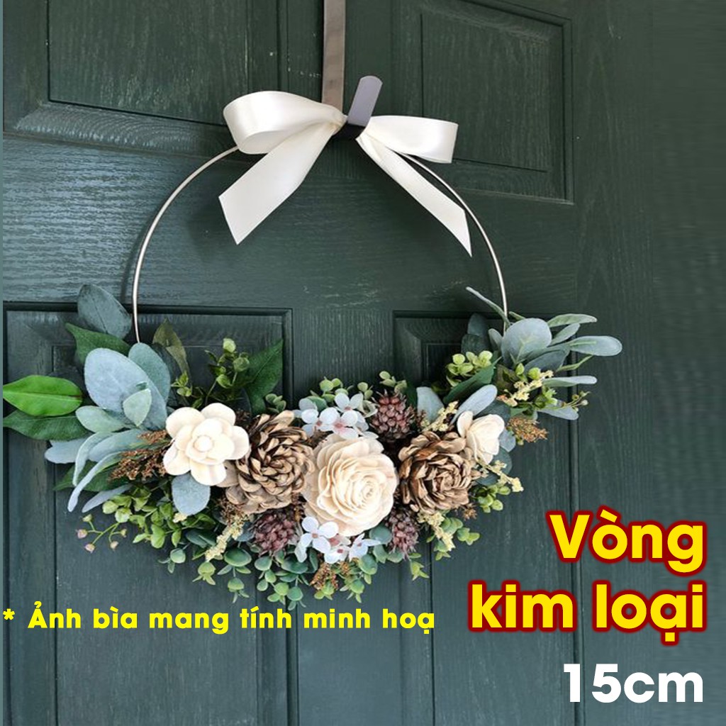 Trang trí cửa, vòng kim loại 15cm HOA GẠO GVT15 làm vòng hoa handmade