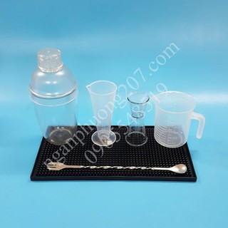 Combo 6 dụng cụ quầy pha chế cà phê -Bình lắc 530ml nhám