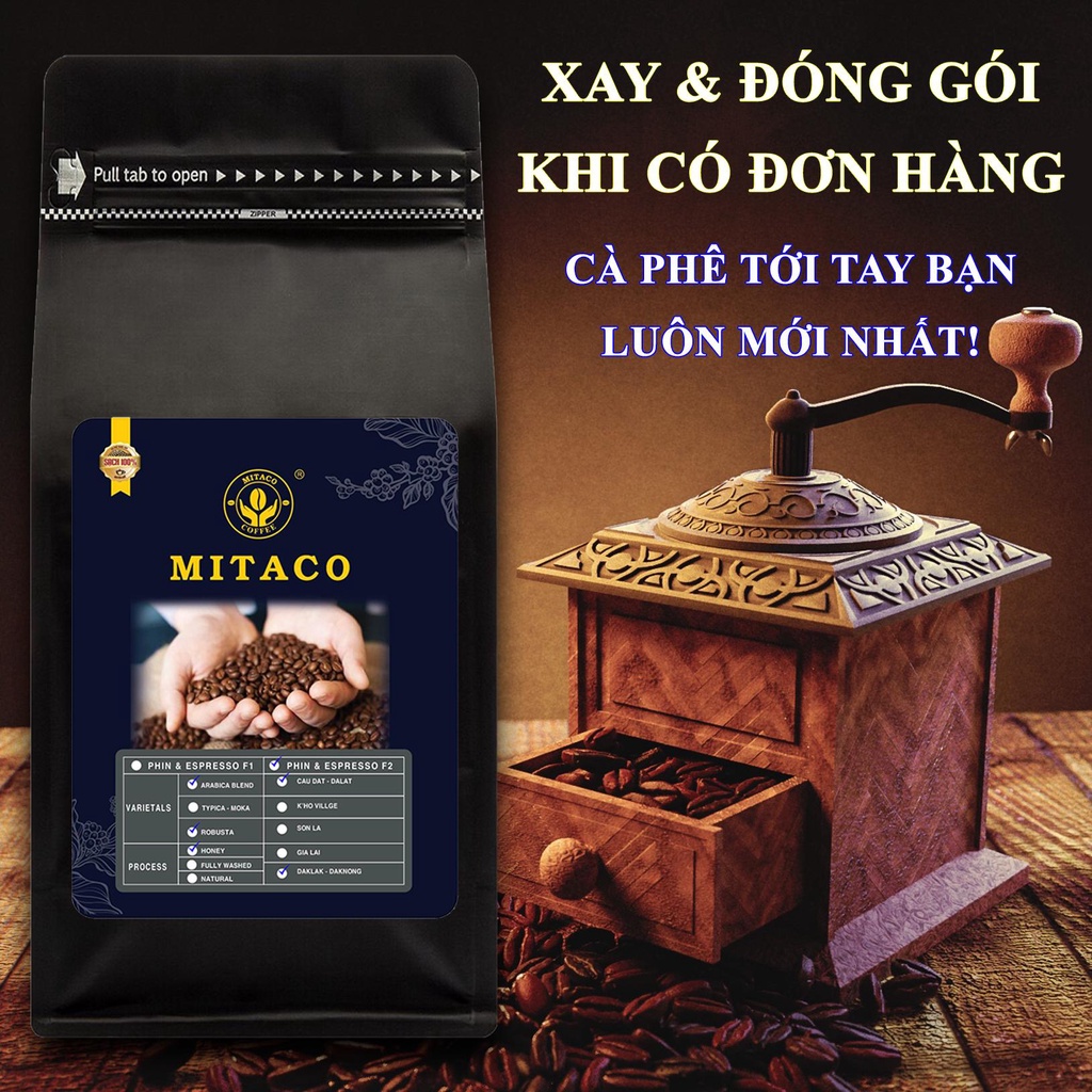 Cà phê nguyên chất Hảo Hạng F2 MITACO COFFEE (Gói 1kg)