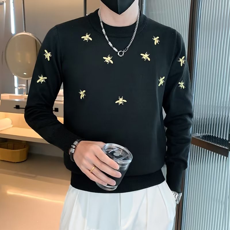 Áo Sweater Dệt Kim Tay Dài Cổ Tròn Dáng Ôm Thời Trang Xuân Thu Cao Cấp Cho Nam