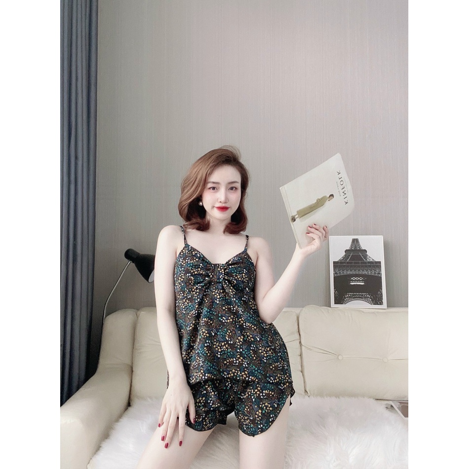 Bộ đồ ngủ hai dây sexy co giãn,mềm mịn Freesize dưới 60kg