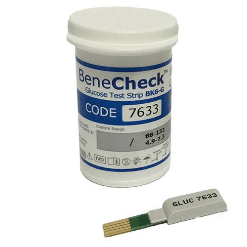 Hộp que thử đường huyết (glucose) dành riêng cho máy kiểm tra đa năng BeneCheck 3in1.Hộp 50 que