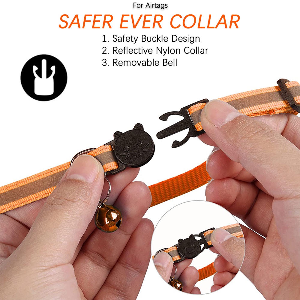 Ninki Vòng Cổ Cho Thú Cưng Có Chuông Và Chuông Chống Thấm Nước Rộng 3/8" Có Giá Đỡ Airtag Cho Thú Cưng Chó Mèo