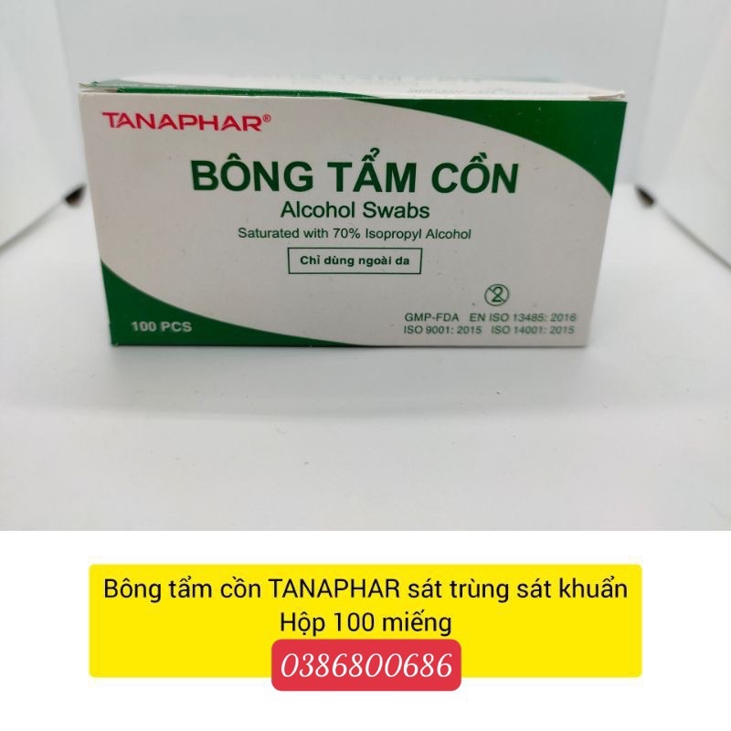 Bông Tẩm Cồn TANAPHAR [Hộp 100 miếng]