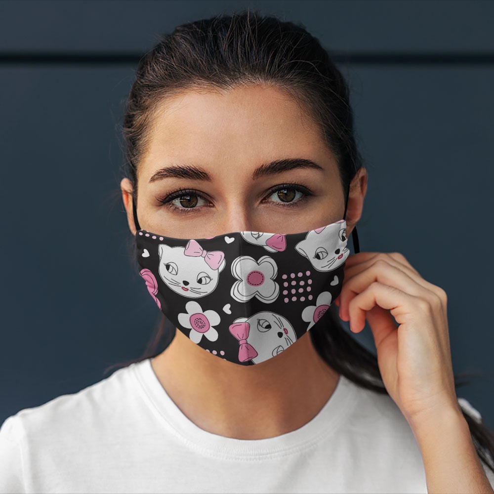 khẩu trang vải loại tốt Dễ Thương_1450 CARTWELL chất liệu poly cotton 100%,  chống bụi in họa tiết 3d  unisex