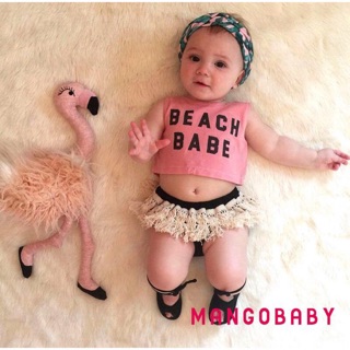 Sét áo croptop kèm quần chip giả váy cho bé