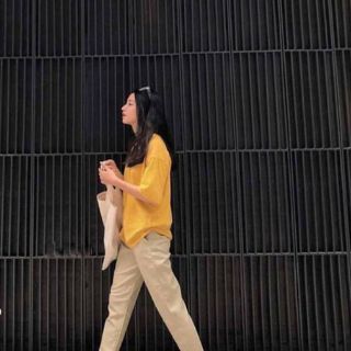 SET quần baggy kaki vàng + áo thun vàng