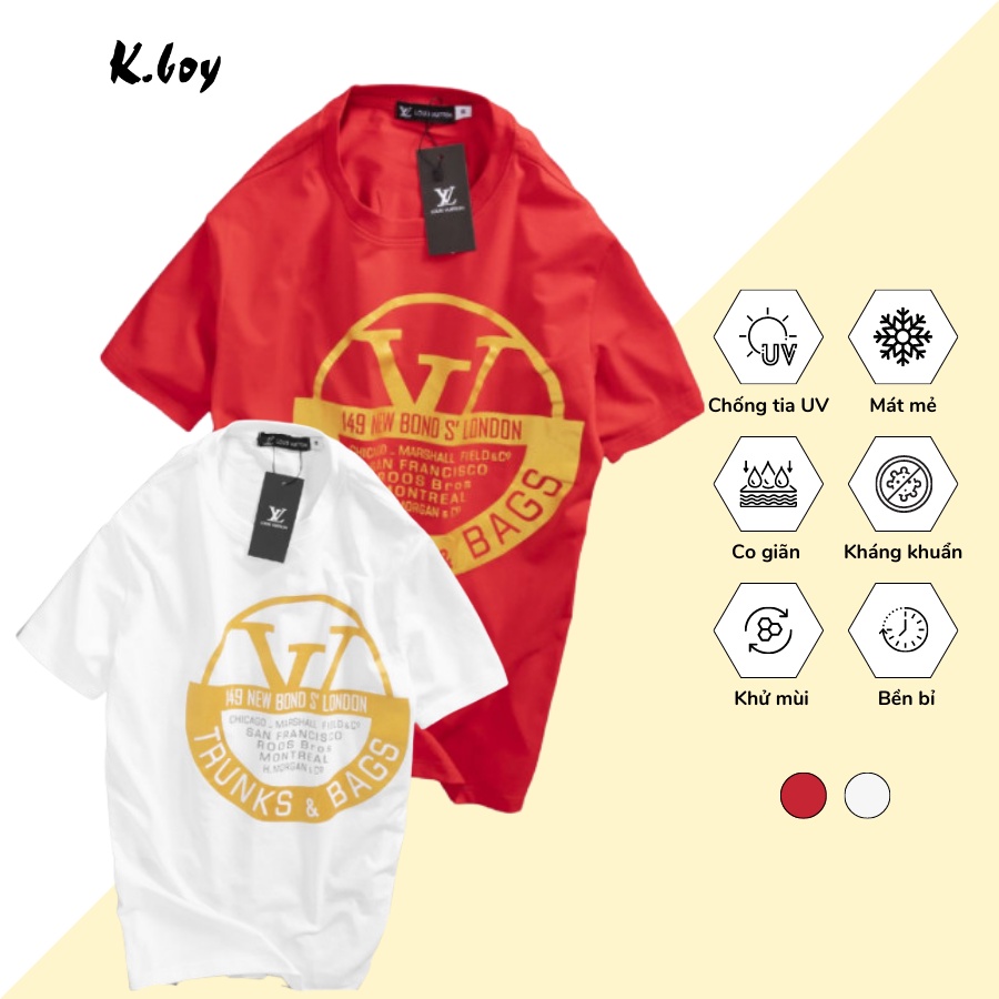 Áo Thun Nam Kboy Shop Áo phông Unisex nam nữ 2 màu Trắng Đỏ tay ngắn cổ tròn dáng ôm phối cực cá tính - V218