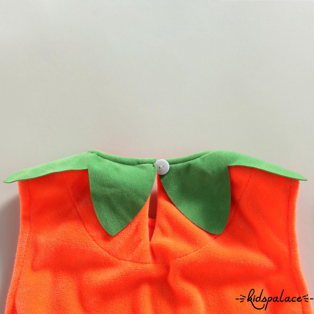Set áo không tay thêu hình quả bí đỏ và quần dài phong cách Halloween cho bé