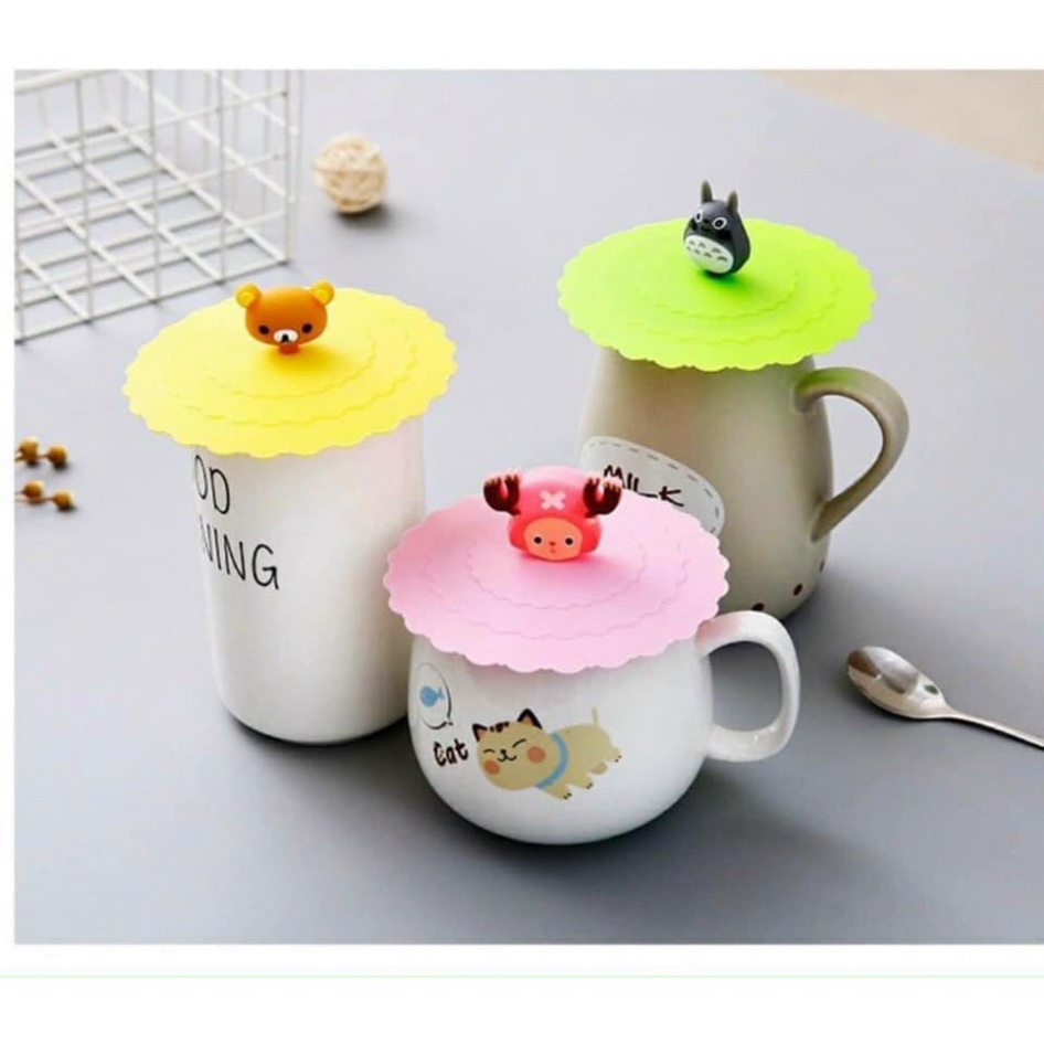 Nắp Đậy Cốc Bằng Silicon Giữ NhiệtFREESHIPNắp Cốc Nhân Vật Hoạt Hình Kute