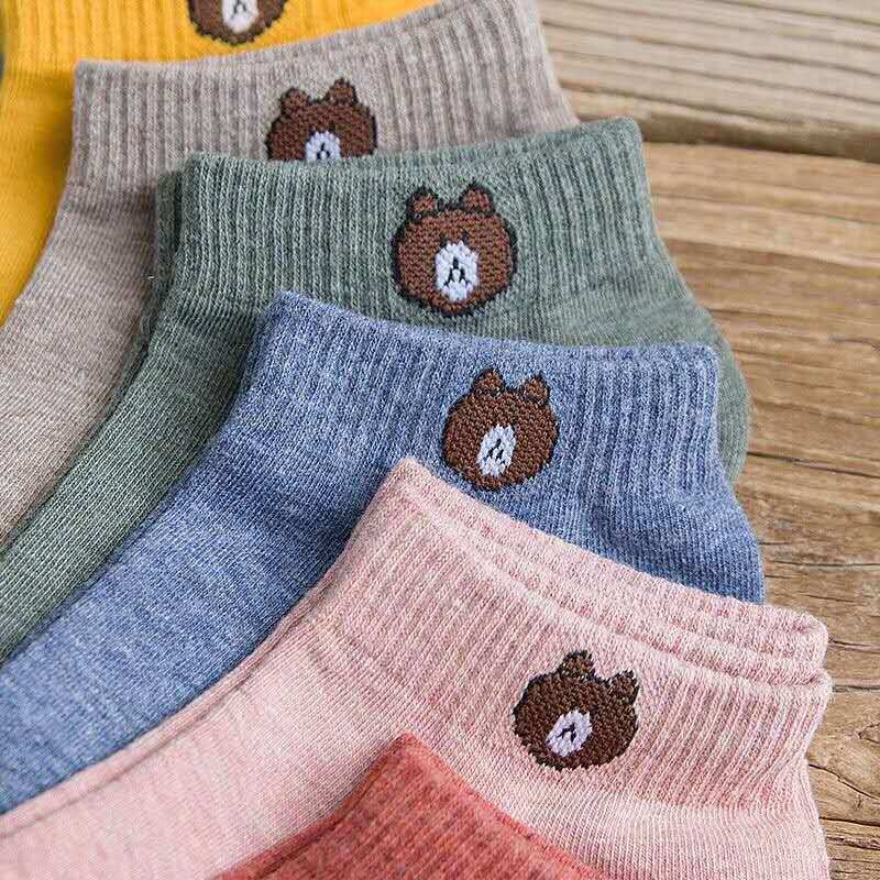 1 Đôi Tất cotton In Hình Gấu Hoạt Hình Xinh Xắn Cho Nữ