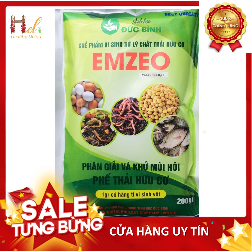 Chế Phẩm Vi Sinh EM EMZEO - Đức Bình - Khử Mùi Hôi Phân Cá, Ủ Đậu Tương Và Rác Thải Sinh Hoạt Gói 200 Gram