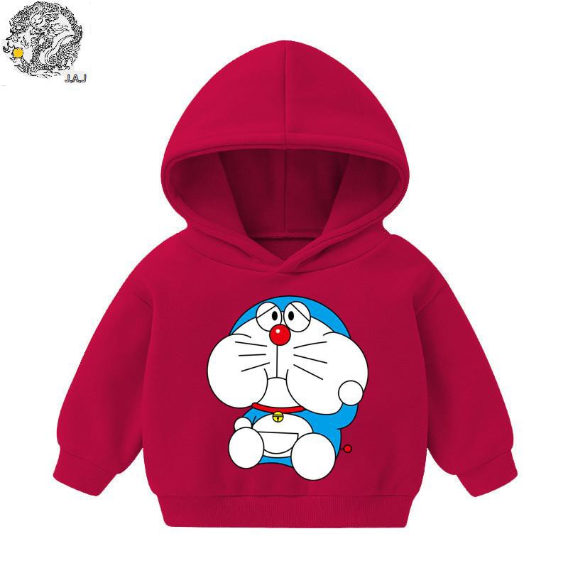 Áo Hoodie Tay Dài Dày Dặn In Hình Doraemon Dễ Thương Cho Bé Gái Từ 3-8 Tuổi