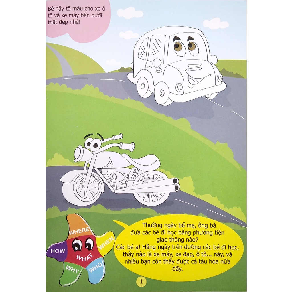 Sách Truyện Tô Màu Phát Triển Tư Duy Thumbtelling - Chuyện Của Xe Ủi Nhỏ